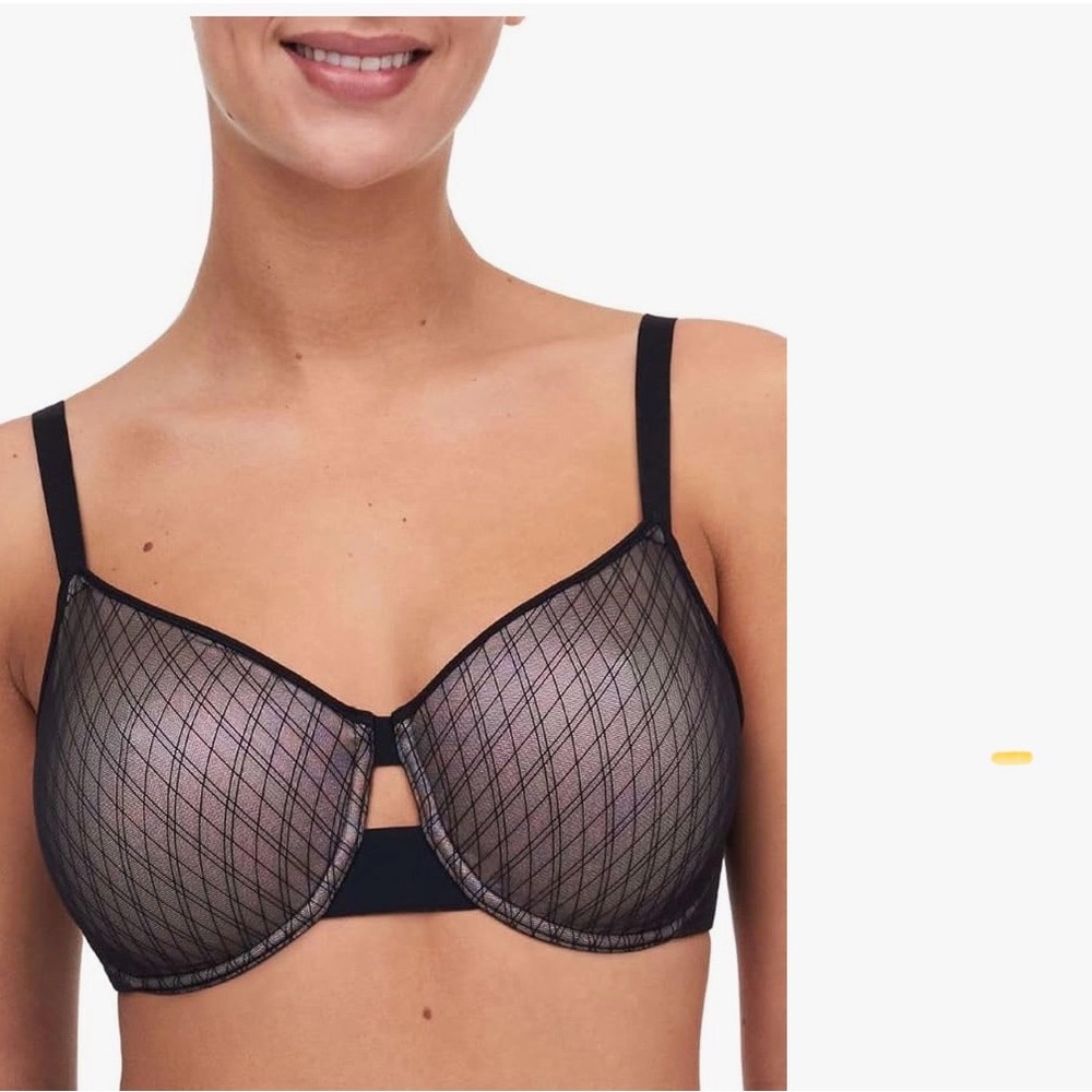 Chantelle Smooth Lines Seamless Underwire Bra Black Nude Mesh 32DDD